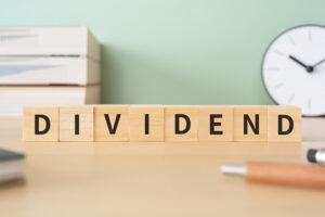 Letter blocks spelling dividend